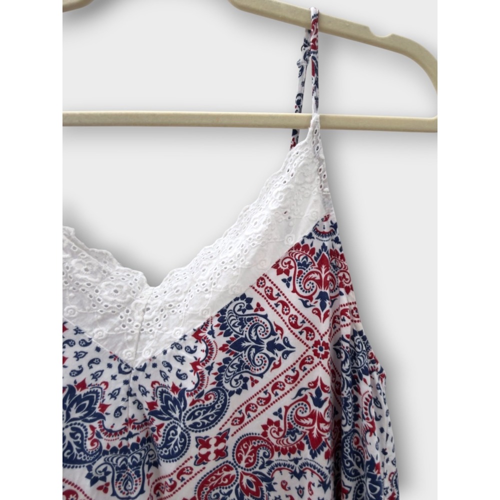 Ariat Texas Heat Tank Top Paisley Womens Medium Red White Blue Lace 4th of July - Picture 7 of 15